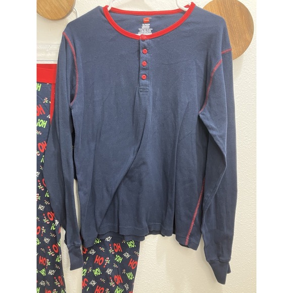 Hanes Mens Ho  Ho Ho Pajama Set XL Christmas Morning PJs - Picture 2 of 8